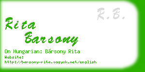 rita barsony business card